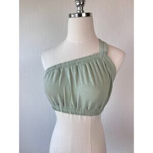 Miramar Sage Green One Shoulder Crop Top size XS